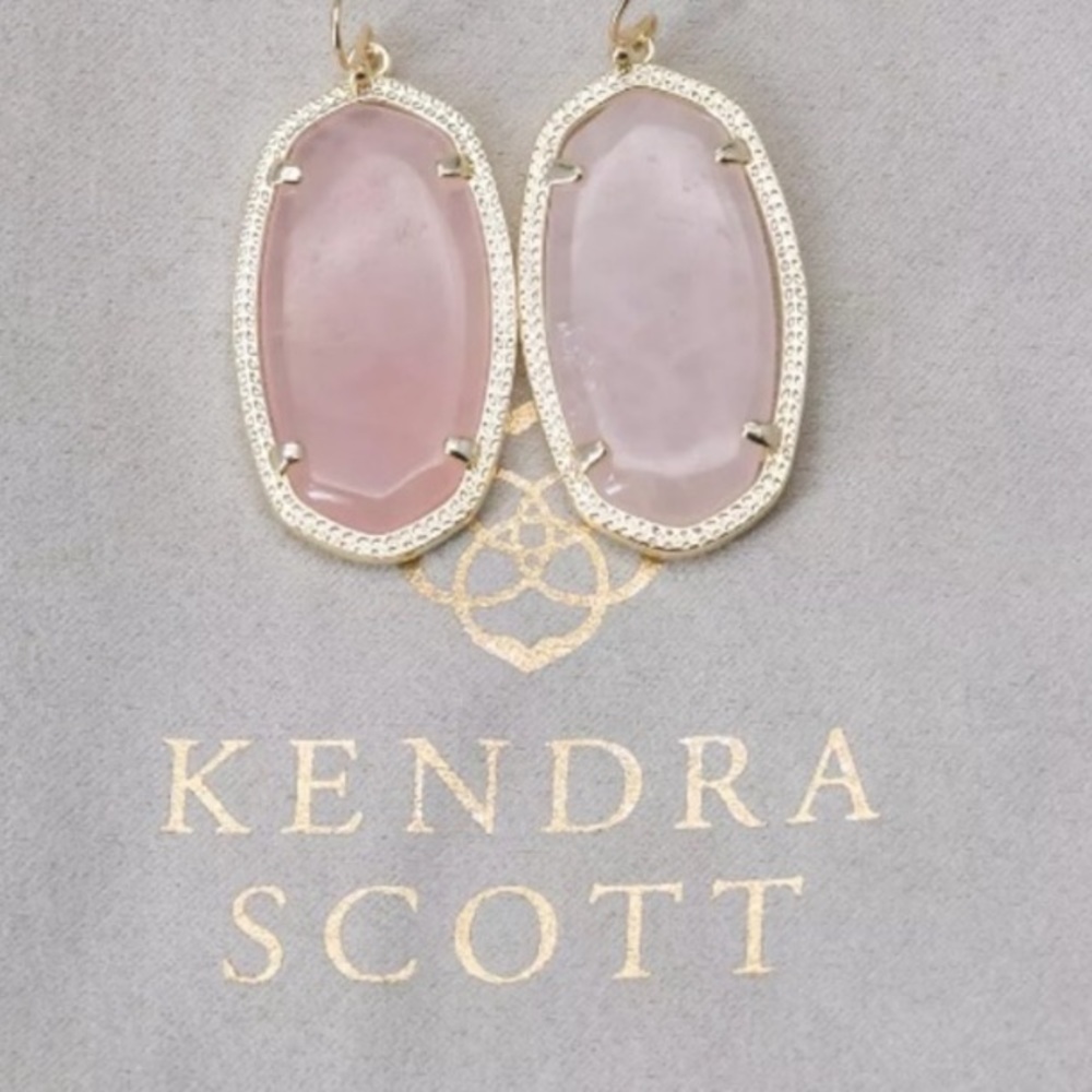 NEW Kendra Scott Gold Rose Quartz Drop Earrings - Picture 4 of 7